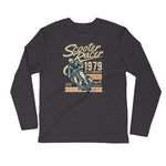 Watchill’n ‘Scooter Racer’ Premium Long Sleeve Fitted Crew (Tan/Orange) - Watch Hill RI t-shirts with vintage surfing and motorcycle designs.