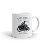 Watchill'n 'Cafe Racer' Ceramic Mug - (Grey/Black) - Watch Hill RI t-shirts with vintage surfing and motorcycle designs.