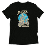 Watchill’n ‘Scooter Club’ Unisex Short Sleeve t-shirt (Creme/Cyan) - Watch Hill RI t-shirts with vintage surfing and motorcycle designs.