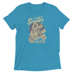 Watchill’n ‘Scooter Club’ Unisex Short Sleeve t-shirt (Creme/Grey) - Watch Hill RI t-shirts with vintage surfing and motorcycle designs.