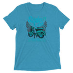 Watchill’n ‘Scooter Club’ Unisex Short Sleeve t-shirt (Cyan/Turquoise) - Watch Hill RI t-shirts with vintage surfing and motorcycle designs.