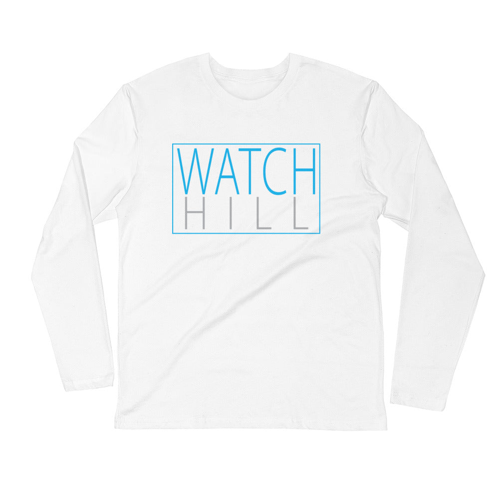 Watch Hill Rectangular Logo Premium Long Sleeve Fitted Crew (Cyan/Grey) - Watchill'n