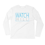 Watch Hill Rectangular Logo Premium Long Sleeve Fitted Crew (Cyan/Grey) - Watchill'n