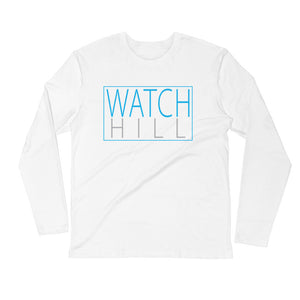 Watch Hill Rectangular Logo Premium Long Sleeve Fitted Crew (Cyan/Grey) - Watchill'n