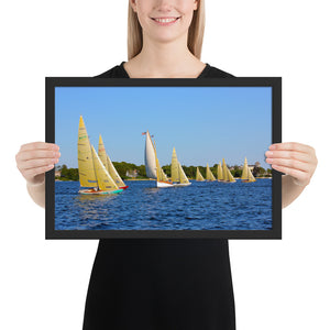 WH-15s Racing, "Cat on the Course", Framed poster - Watch Hill RI t-shirts with vintage surfing and motorcycle designs.