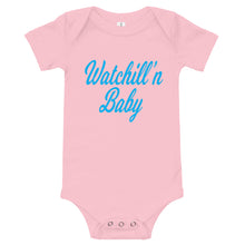 Load image into Gallery viewer, Watchill&#39;n &#39;Baby&#39; - Jersey Short Sleeve One Piece (Cyan) - Watch Hill RI t-shirts with vintage surfing and motorcycle designs.