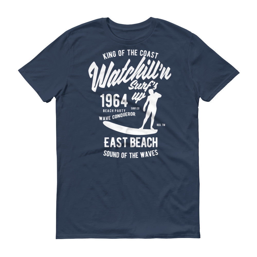 Watchill'n 'Surf's Up' - Short-Sleeve Unisex T-Shirt (White) - Watchill'n