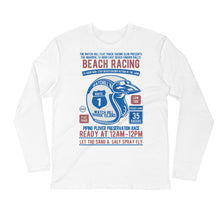 Load image into Gallery viewer, Watchill’n ‘Beach Racing’ Premium Long Sleeve Fitted Crew (Blue/Rust) - Watchill&#39;n
