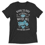 Watchill’n ‘Born To Ride’ Unisex Short sleeve t-shirt (Grey/Blue) - Watchill'n