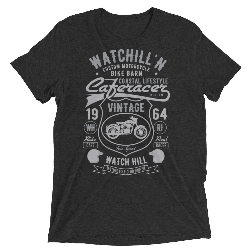 Watchill’n ‘Bike Barn’ Unisex Short sleeve t-shirt (Dk Grey/Grey) - Watchill'n