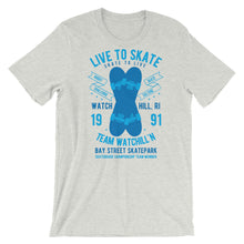 Load image into Gallery viewer, Watchill&#39;n &#39;Live to Skate&#39; - Short-Sleeve Unisex T-Shirt (Lt. Blue/Blue) - Watchill&#39;n