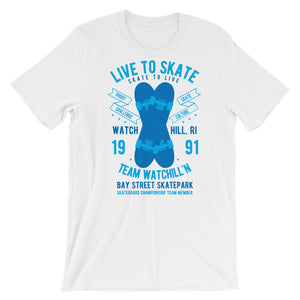 Watchill'n 'Live to Skate' - Short-Sleeve Unisex T-Shirt (Lt. Blue/Blue) - Watchill'n