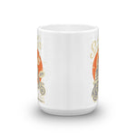 Watchill’n ‘Scooter Club’ Ceramic Mugs in 11oz. or 15oz. (Creme/Cyan) - Watch Hill RI t-shirts with vintage surfing and motorcycle designs.