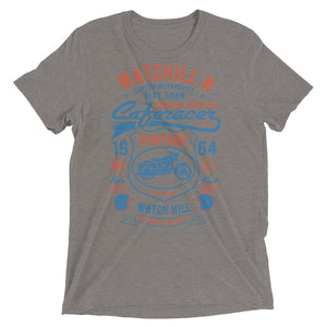 Watchill’n ‘Bike Barn’ Unisex Short sleeve t-shirt (Rust/Blue) - Watchill'n