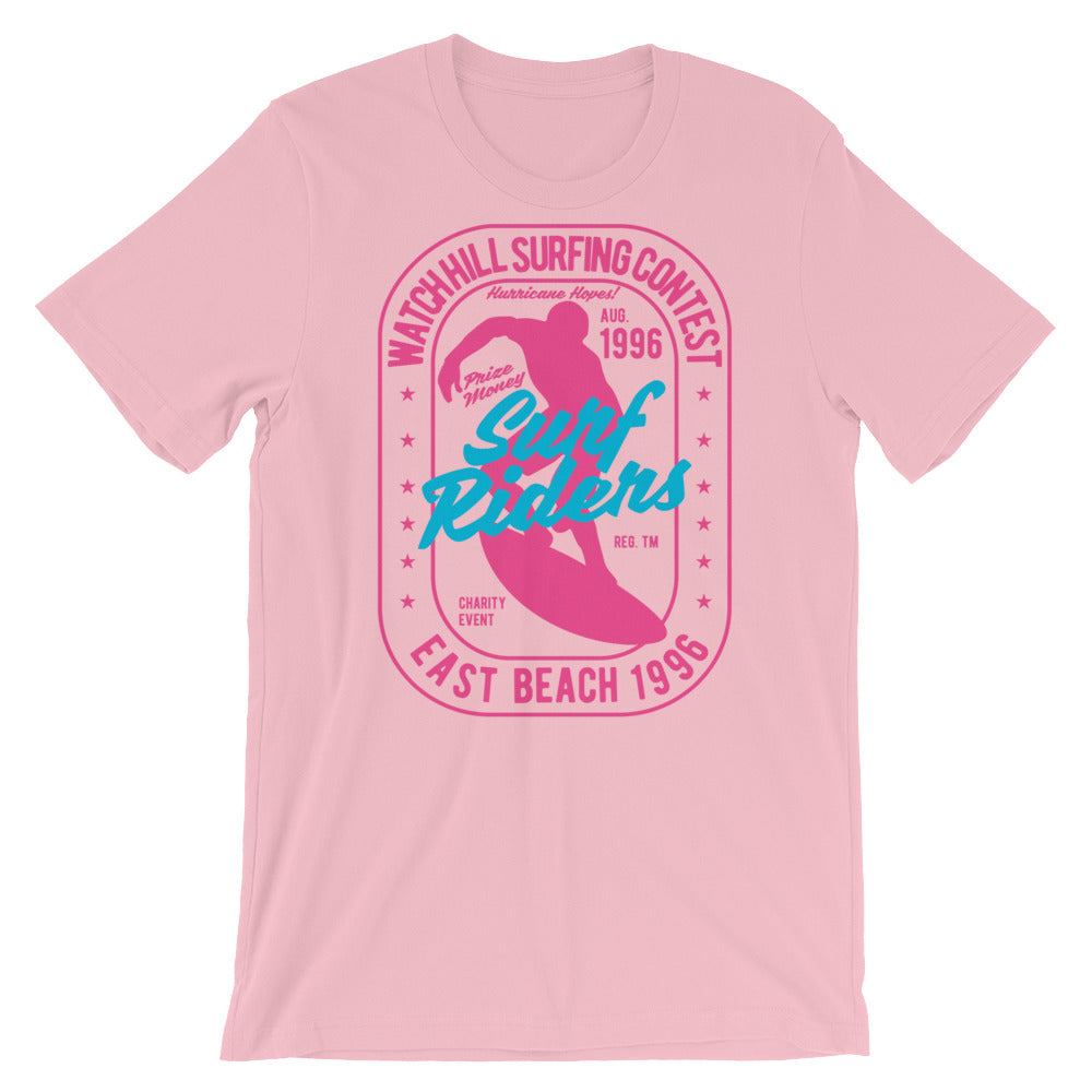 Watchill'n 'Surf Riders' - Short-Sleeve Unisex T-Shirt (Pink) - Watchill'n