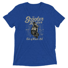 Load image into Gallery viewer, Watchill’n ‘Scooter Rider’ Unisex Short Sleeve t-shirt (Grey/Black) - Watch Hill RI t-shirts with vintage surfing and motorcycle designs.