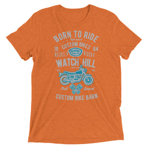 Watchill’n ‘Born To Ride’ Unisex Short sleeve t-shirt (Grey/Blue) - Watchill'n