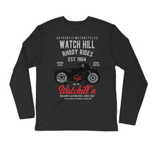 Load image into Gallery viewer, Watchill’n ‘Rhody Rides’ Premium Long Sleeve Fitted Crew (Grey/Red) - Watchill&#39;n
