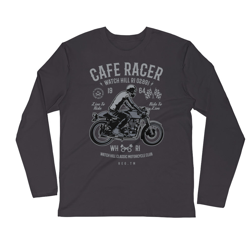 Watchill’n ‘Cafe Racer’ Premium Long Sleeve Fitted Crew (Grey) - Watchill'n