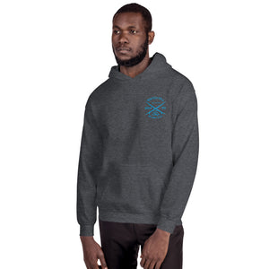 Watch Hill 'Surf Co.’ Unisex Hoodie (Blue) - Watch Hill RI t-shirts with vintage surfing and motorcycle designs.