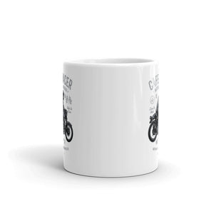 Watchill'n 'Cafe Racer' Ceramic Mug - (Grey/Black) - Watch Hill RI t-shirts with vintage surfing and motorcycle designs.