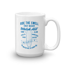 Load image into Gallery viewer, Watchill&#39;n &#39;Ride the Swell&#39; Ceramic Mug - Cyan - Watch Hill RI t-shirts with vintage surfing and motorcycle designs.