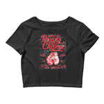 Watchill'n 'Boxing Champ' - Women’s Crop Tee (Red) - Watch Hill RI t-shirts with vintage surfing and motorcycle designs.