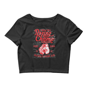 Watchill'n 'Boxing Champ' - Women’s Crop Tee (Red) - Watch Hill RI t-shirts with vintage surfing and motorcycle designs.