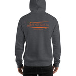 Watch Hill Surf Co. 'Parallel Boards' Unisex Hoodie - (Orange) - Watch Hill RI t-shirts with vintage surfing and motorcycle designs.