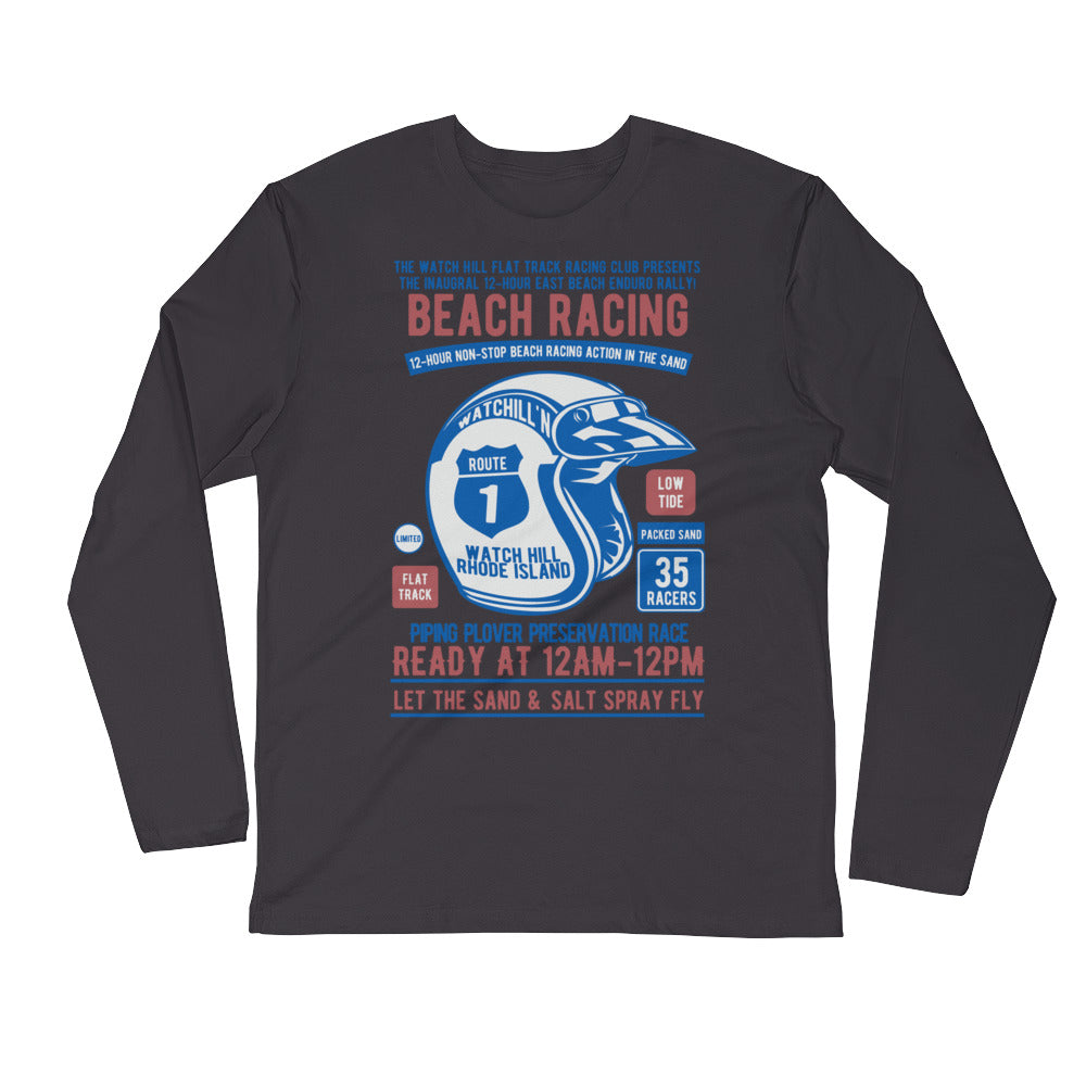 Watchill’n ‘Beach Racing’ Premium Long Sleeve Fitted Crew (Blue/Rust) - Watchill'n