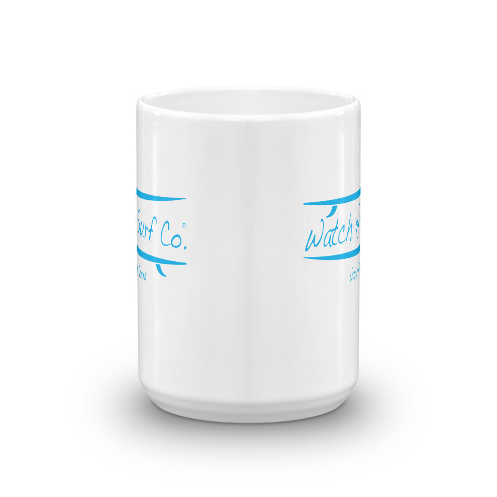 Watch Hill Surf Co. 'Parallel Boards' Ceramic Mugs in 11oz. or 15oz. (Cyan) - Watch Hill RI t-shirts with vintage surfing and motorcycle designs.