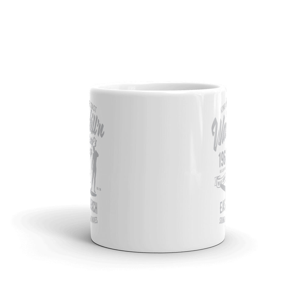 Watchill'n 'Surfs Up' Ceramic Mug - (Grey) - Watch Hill RI t-shirts with vintage surfing and motorcycle designs.