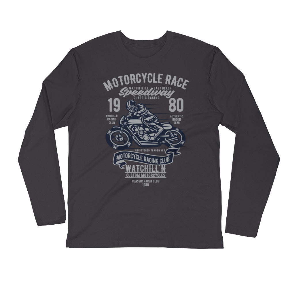 Watchill’n ‘Speedway’ Premium Long Sleeve Fitted Crew (Grey/Navy) - Watchill'n