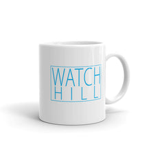 Load image into Gallery viewer, Watch Hill &#39;Box Logo&#39; Ceramic Mug - (Cyan) - Watch Hill RI t-shirts with vintage surfing and motorcycle designs.