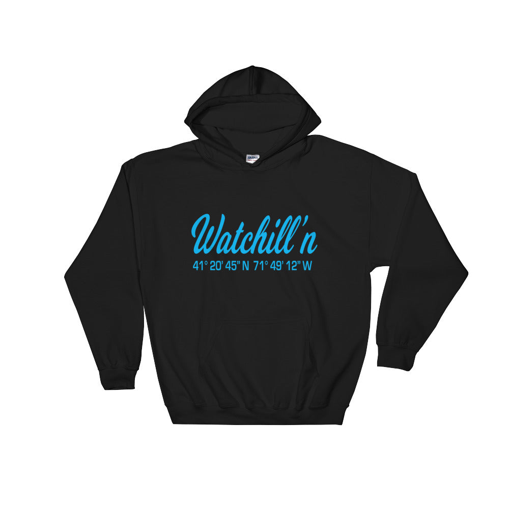 Watchill'n 'Coordinates' Logo - Hoodie (Cyan) - Watchill'n