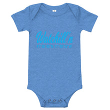 Load image into Gallery viewer, Watchill&#39;n &#39;Coordinates&#39; - Baby Jersey Short Sleeve One Piece (Cyan) - Watch Hill RI t-shirts with vintage surfing and motorcycle designs.