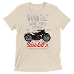 Watchill’n ‘Rhody Rides’ Unisex Short sleeve t-shirt (Grey/Red) - Watchill'n