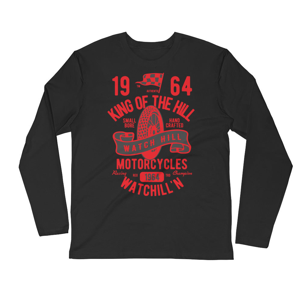 Watchill’n ‘King of the Hill’ Premium Long Sleeve Fitted Crew (Red/Black) - Watchill'n