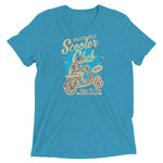 Watchill’n ‘Scooter Club’ Unisex Short Sleeve t-shirt (Creme/Cyan) - Watch Hill RI t-shirts with vintage surfing and motorcycle designs.