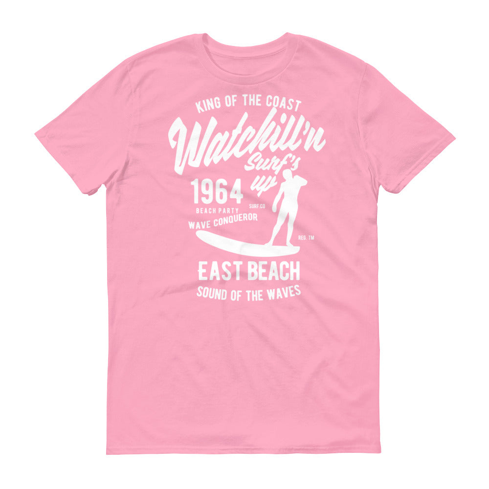 Watchill'n 'Surf's Up' - Short-Sleeve Unisex T-Shirt (White) - Watchill'n