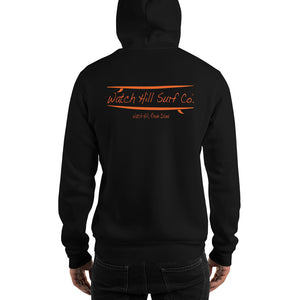 Watch Hill Surf Co. 'Parallel Boards' Unisex Hoodie - (Orange) - Watch Hill RI t-shirts with vintage surfing and motorcycle designs.