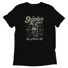 Load image into Gallery viewer, Watchill’n ‘Scooter Rider’ Unisex Short Sleeve t-shirt (Grey/Black) - Watch Hill RI t-shirts with vintage surfing and motorcycle designs.