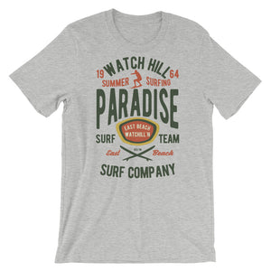 Watchill'n 'Summer Surfing' - Short-Sleeve Unisex T-Shirt (Green/Terracotta) - Watchill'n