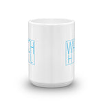 Watch Hill 'Box Logo' Ceramic Mug - (Cyan) - Watch Hill RI t-shirts with vintage surfing and motorcycle designs.