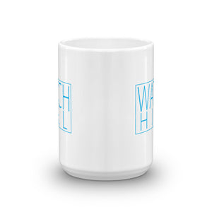 Watch Hill 'Box Logo' Ceramic Mug - (Cyan) - Watch Hill RI t-shirts with vintage surfing and motorcycle designs.