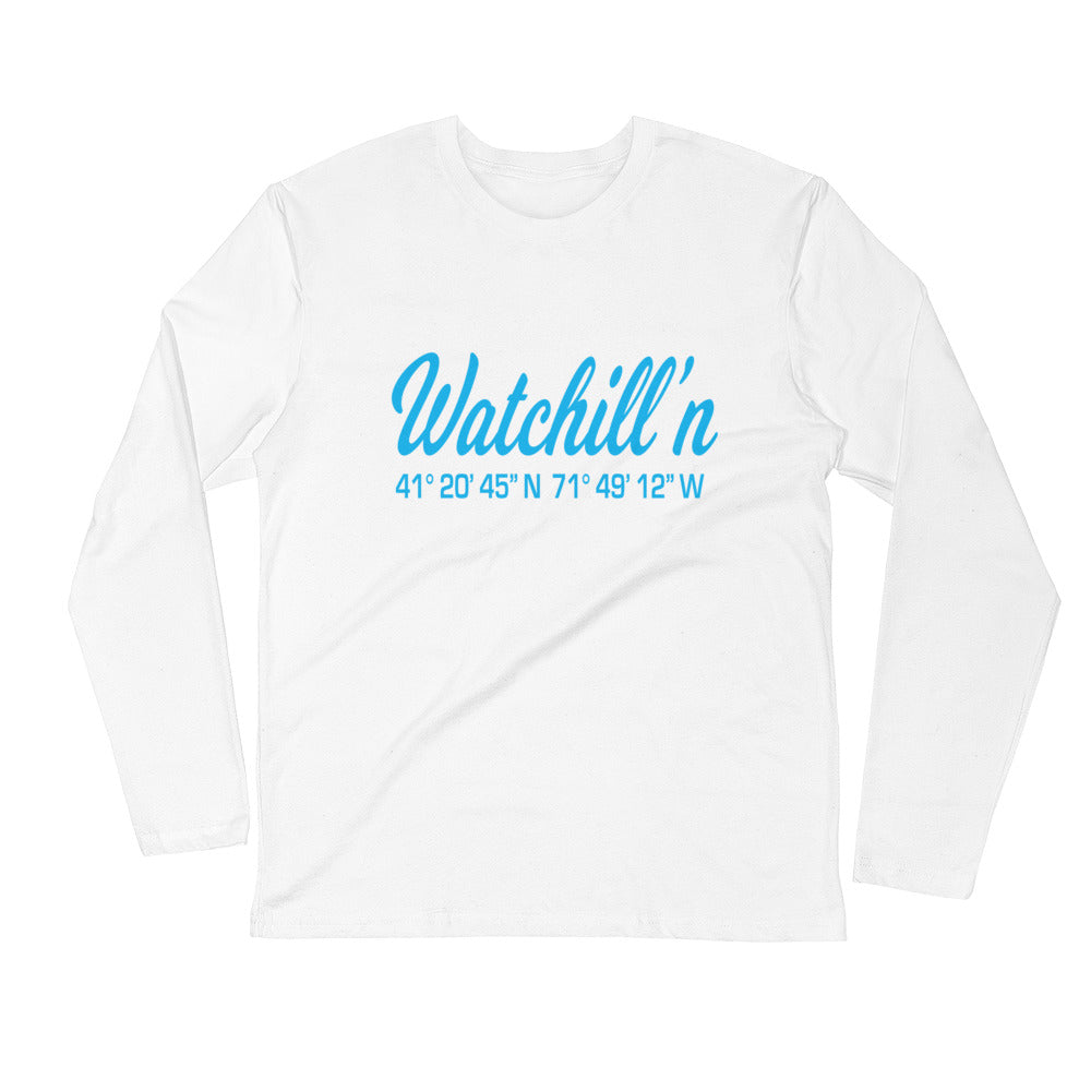 Watchill'n 'Coordinates' Logo Premium Long Sleeve Fitted Crew (Pink) - Watchill'n