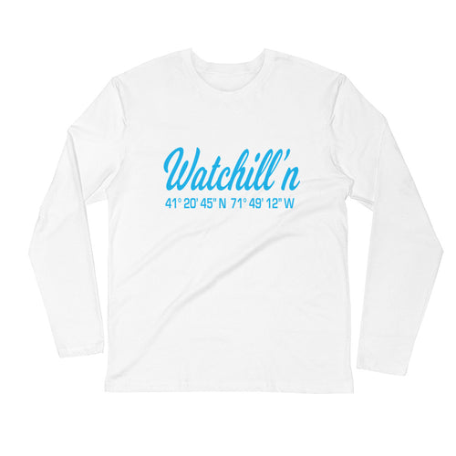 Watchill'n 'Coordinates' Logo Premium Long Sleeve Fitted Crew (Pink) - Watchill'n