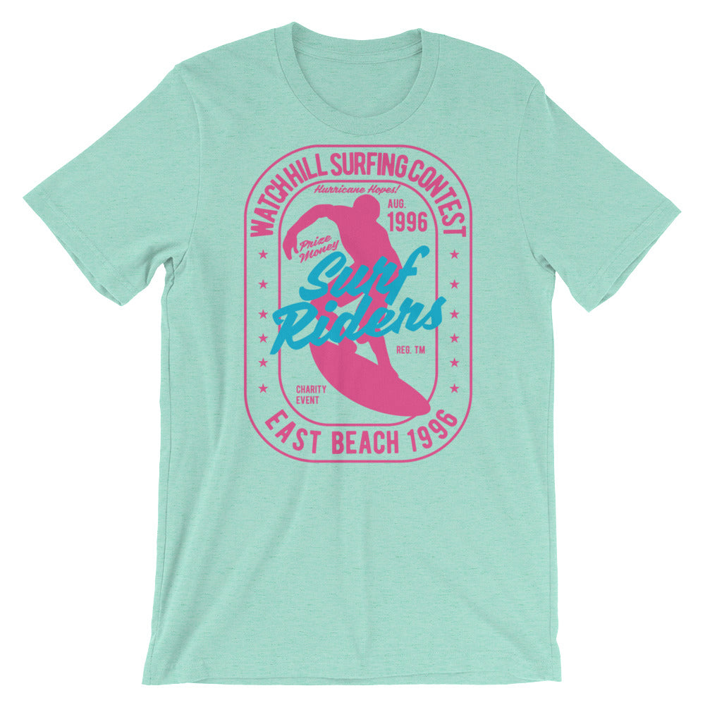 Watchill'n 'Surf Riders' - Short-Sleeve Unisex T-Shirt (Pink) - Watchill'n