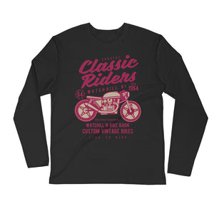 Watchill’n ‘Coastal Classic’ Premium Long Sleeve Fitted Crew (Raspberry/Creme) - Watchill'n