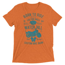 Load image into Gallery viewer, Watchill’n ‘Born To Ride’ Unisex Short sleeve t-shirt (Olive/Blue) - Watchill&#39;n